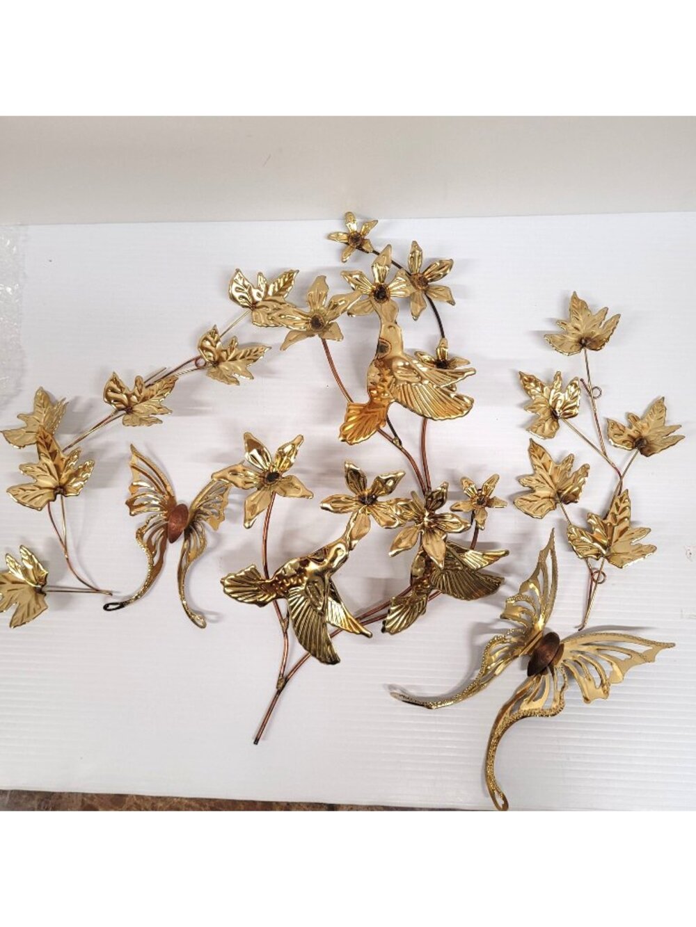 Homo Lot 5 MCM Brass Tone Copper Hummingbird Butterflies Leaf  Wall Hangings VTG